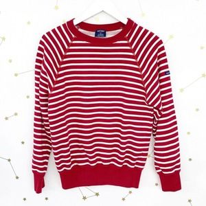 Saint James x J Crew • Red Striped Breton Raglan Sweatshirt